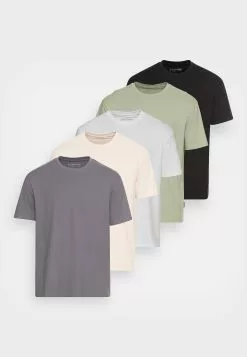 YOURTURNUNISEX 5 PACK - T-shirt - Bas - Dark Grey/white/beige -YOURTURN Affär ad4b65fc9a1a4ee292e39d99f7fd81fb